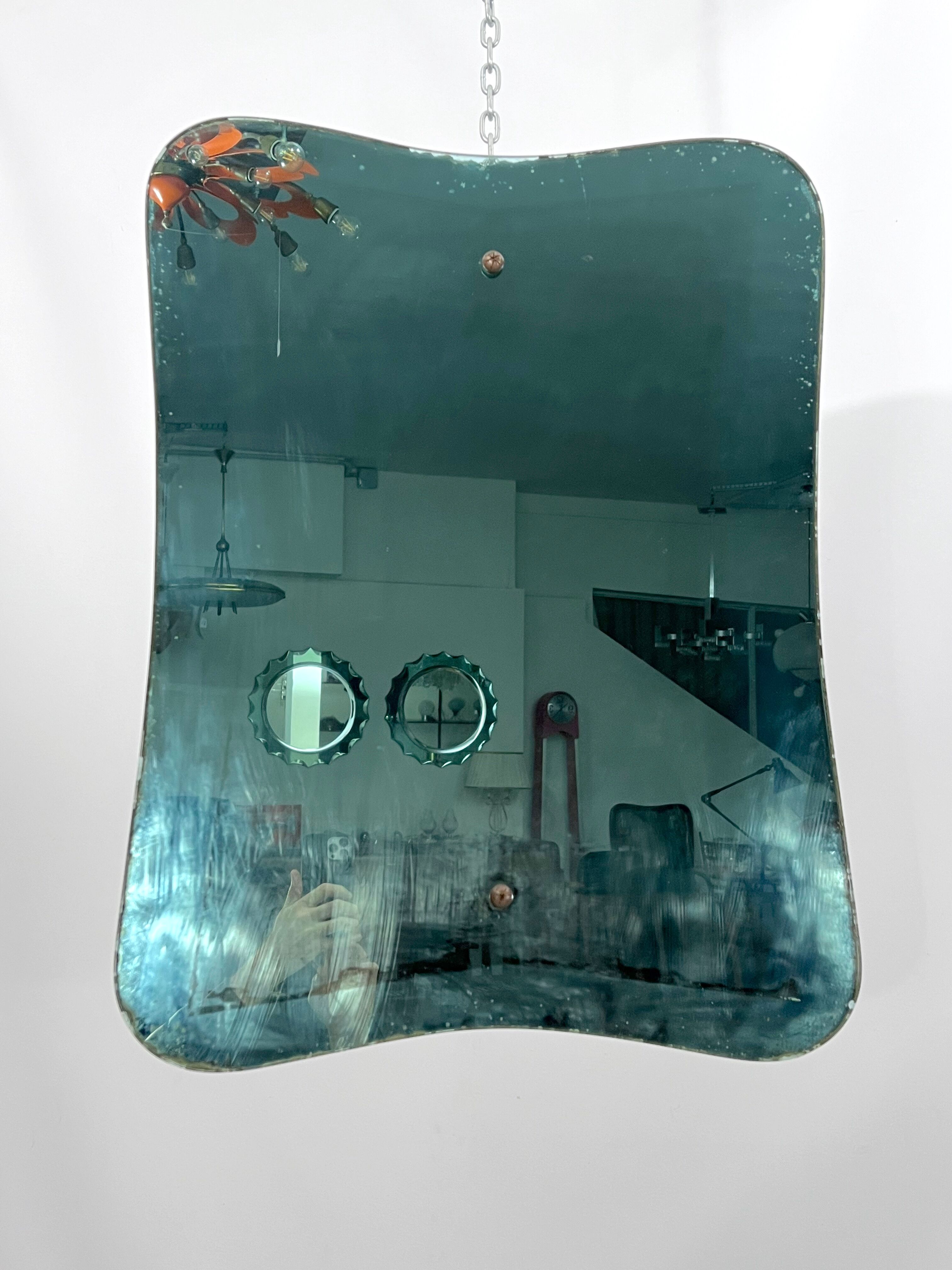 Mid-century green mirror from 50s