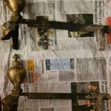 Set de cheminée complet  - chenets en bronze