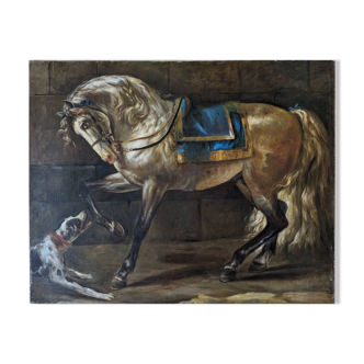 D'après Jacques-Louis David, Portrait équestre, huile sur toile