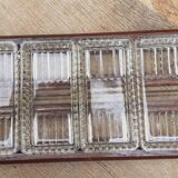 Vintage aperitif tray in oak and molded glass from the 50s