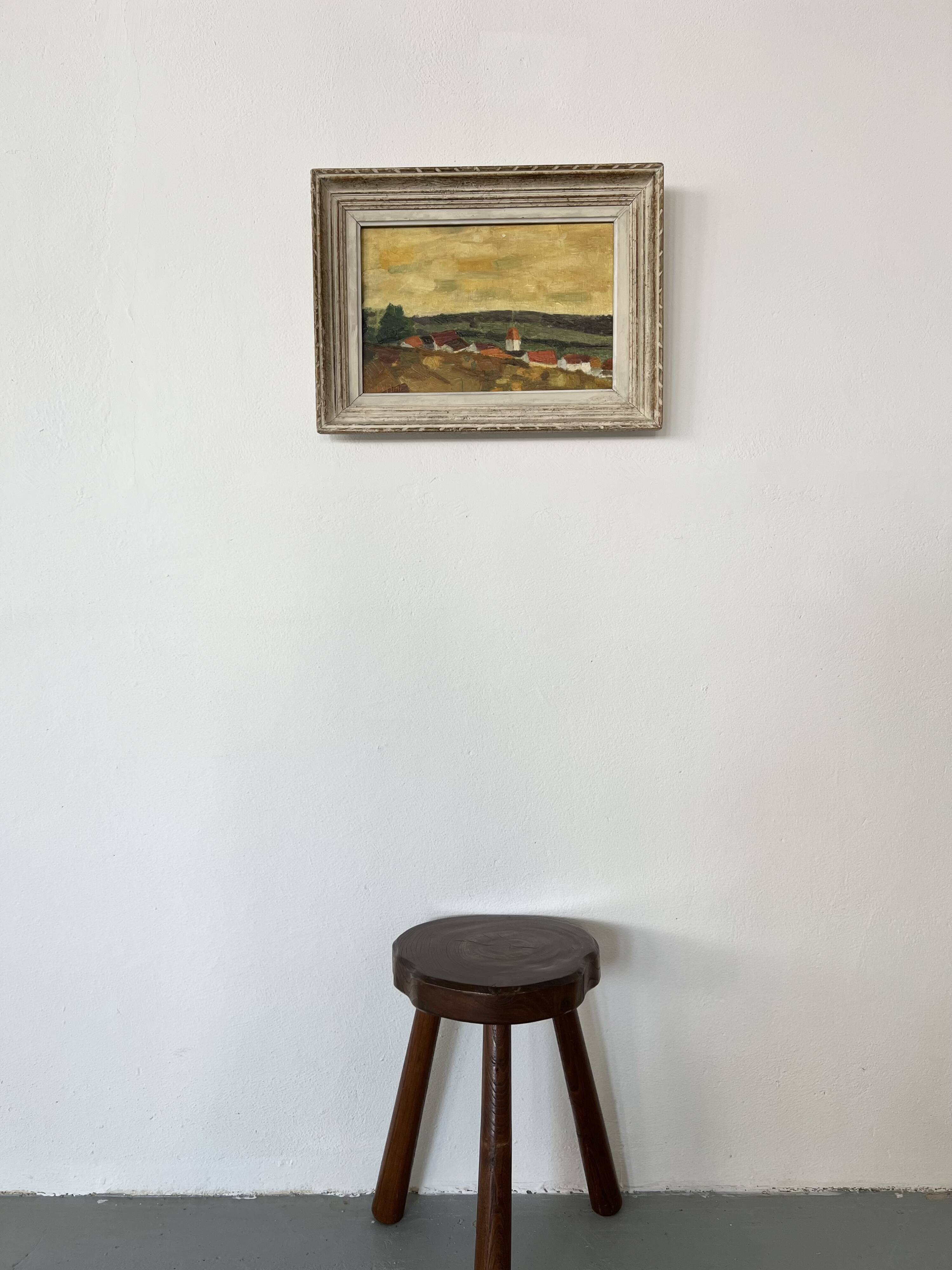 Painting "Village" M.Bellini, Oil on Panel signed