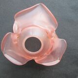 Art Deco wall light gilded bronze carved with cherries, pink tulip Rose in pink glass paste