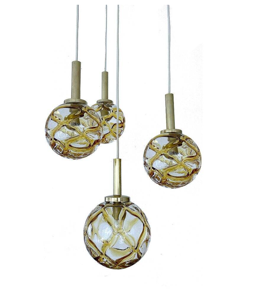 Suspension en verre vintage de Doria, années 1970.