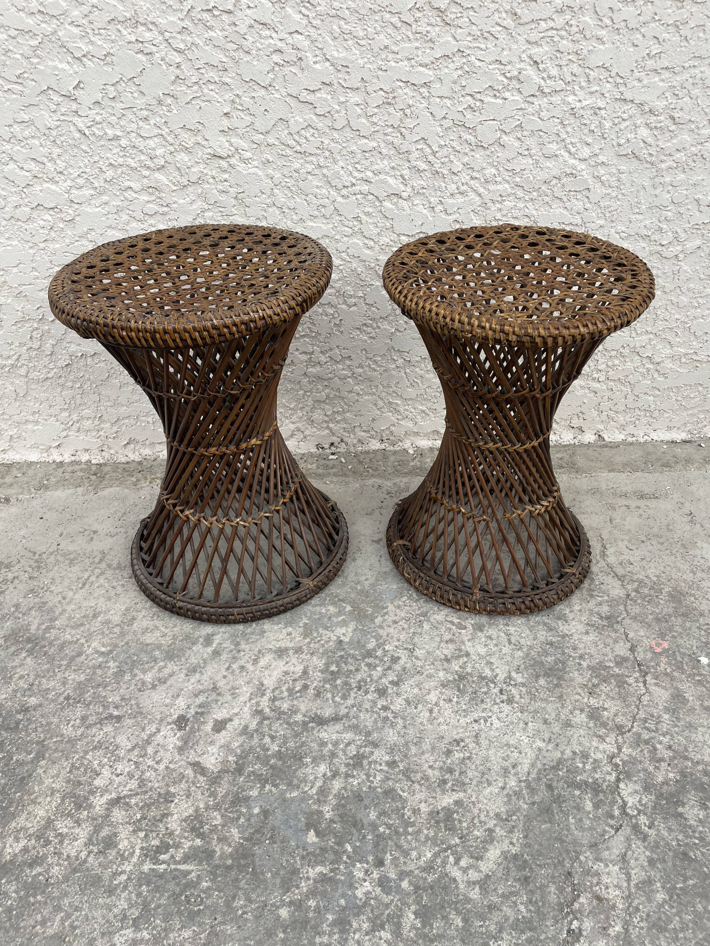 Pair of rattan stool