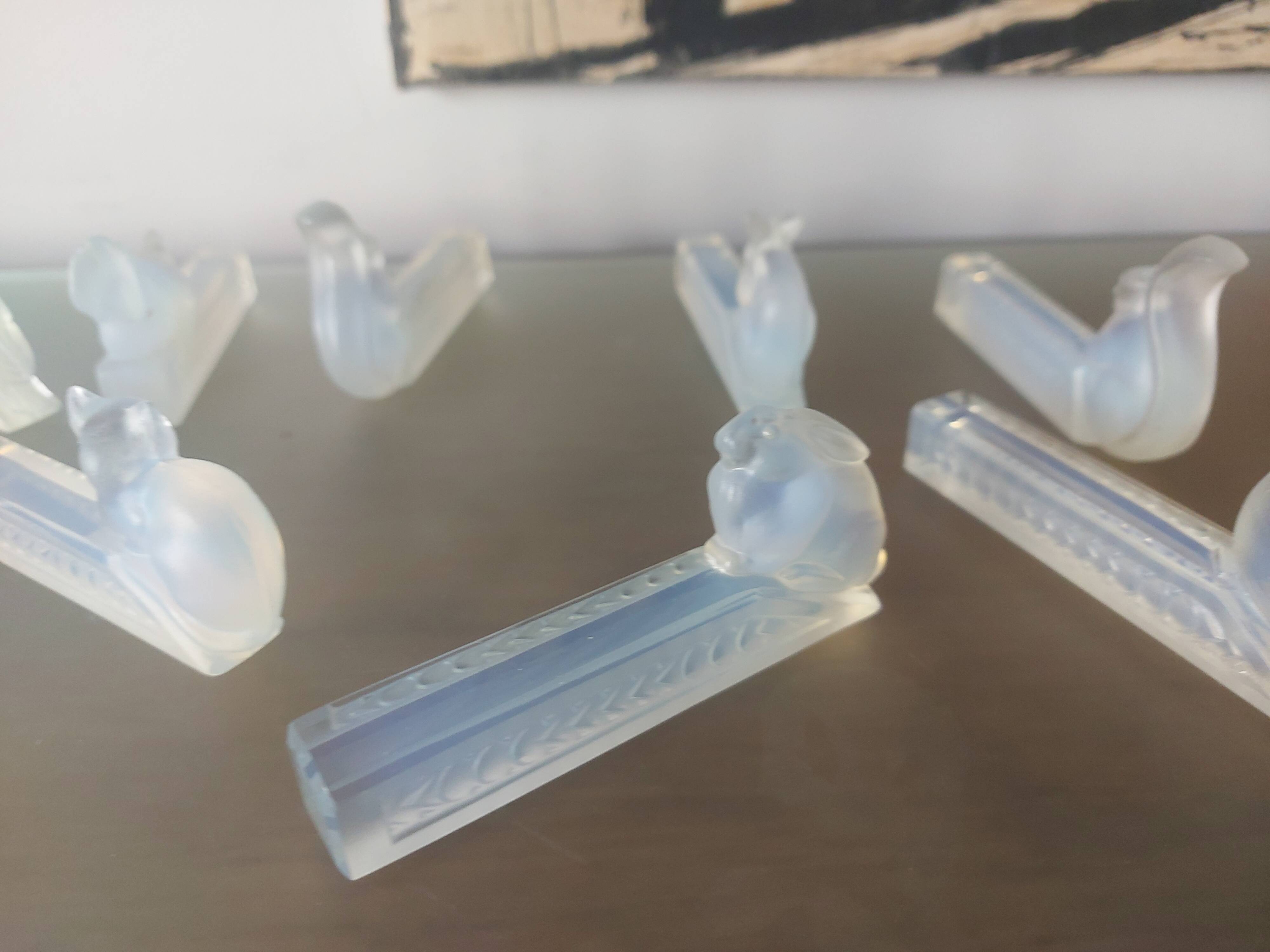 9 doors art deco knives in opalescent glass, bestiary.