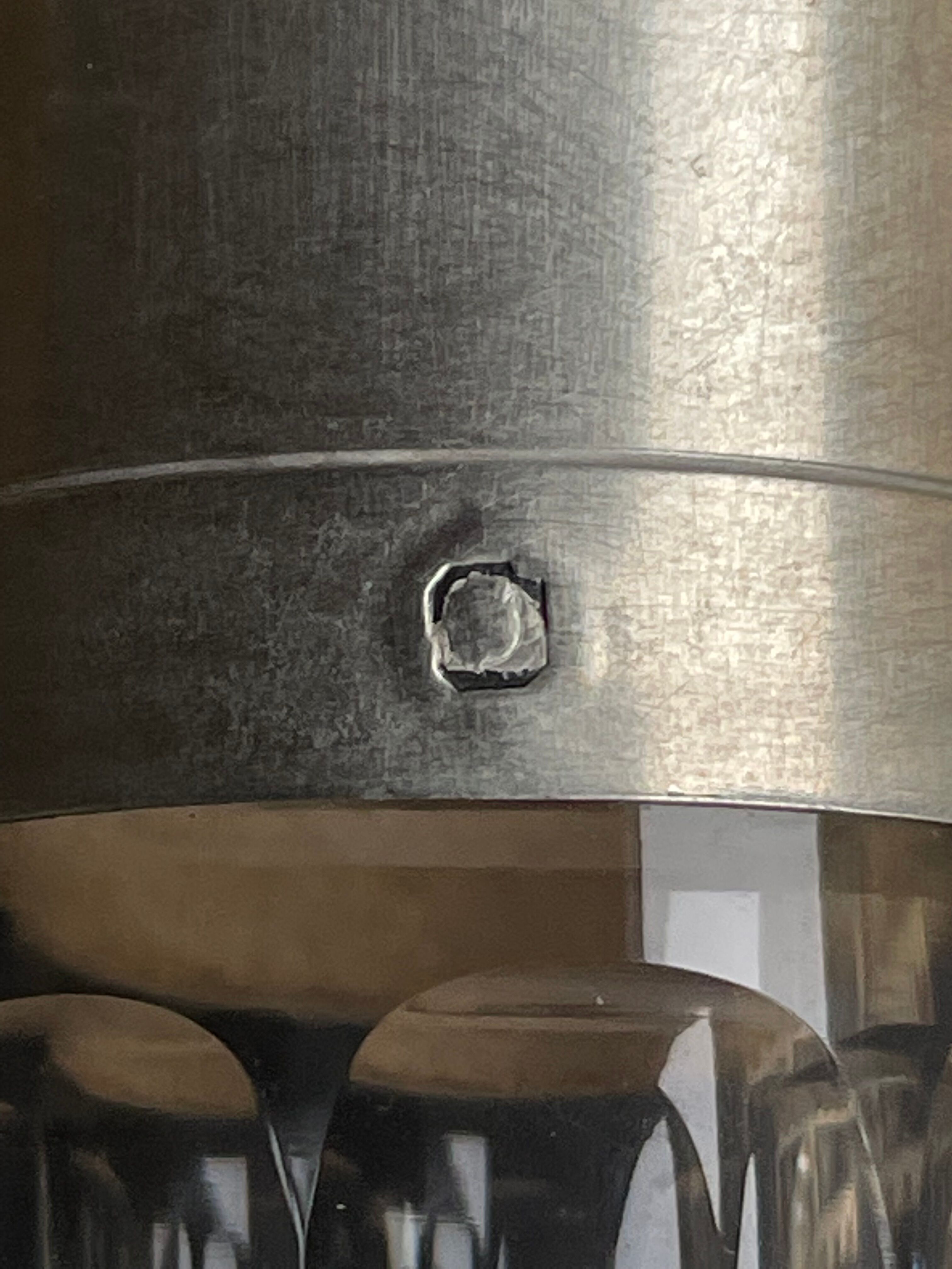 Blown crystal decanter, cut and silver collar