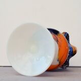 Mid Century Blue and Rust Carlo Moretti Glass Vase