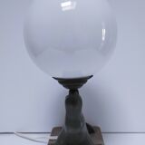 art deco seal lamp marble opaline metal