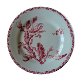 Opaque porcelain plate of Gien, red cactus model
