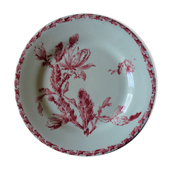 Opaque porcelain plate of Gien, red cactus model