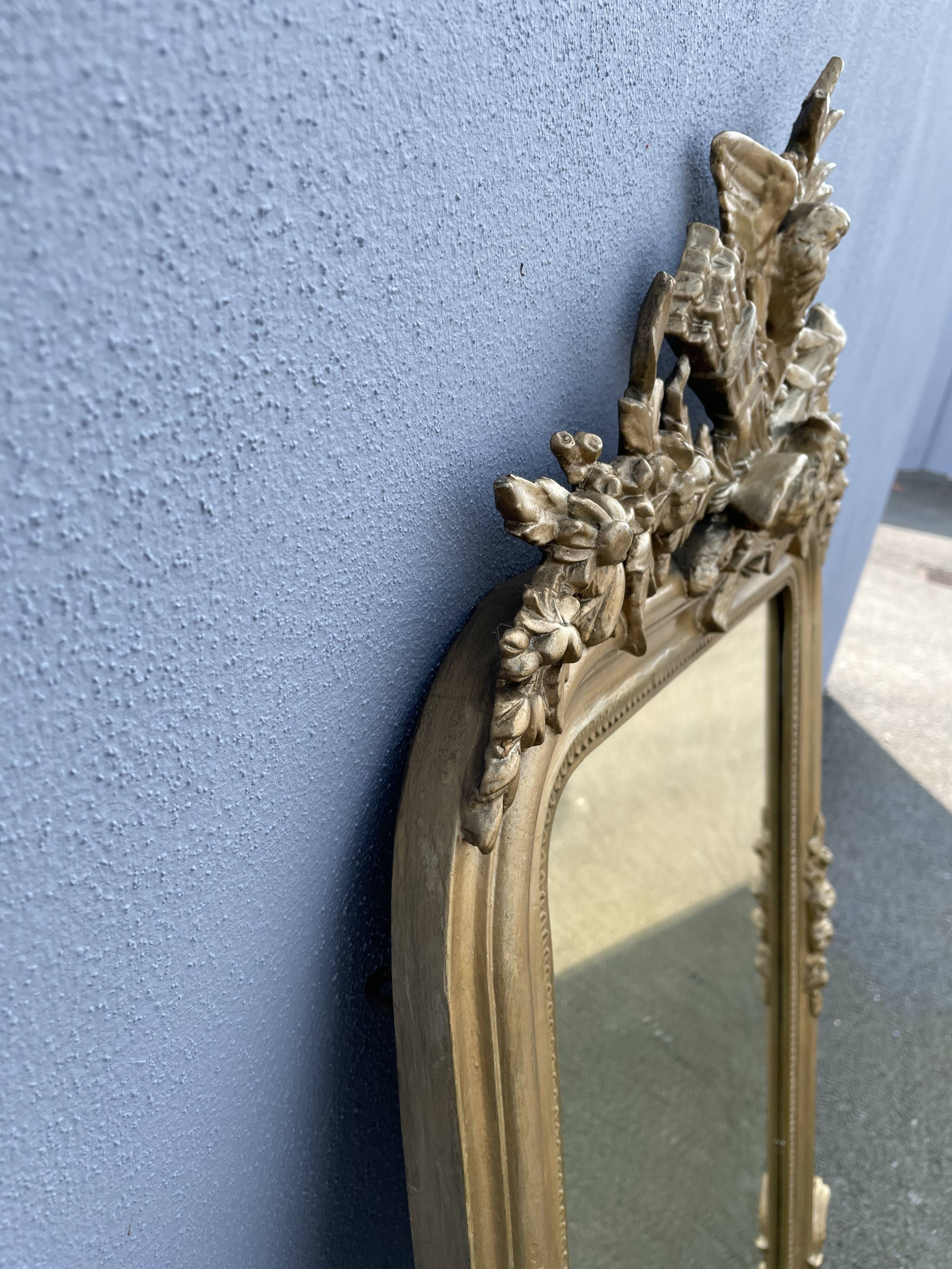 Miroir Napoléon III fronton oiseaux 112 x 67