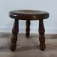 low tripod stool wood, bobbin leg, vintage