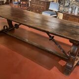 Impressive Spanish monastery table in oak, medieval style, 3m².