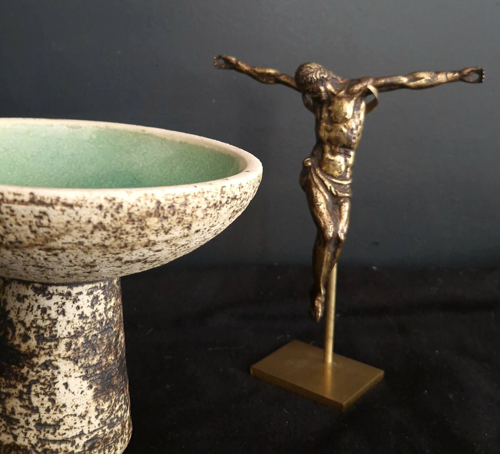 Ancient bronze Christ on a contemporary base