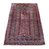 Tapis de prière anatolien vintage en laine nouée main
