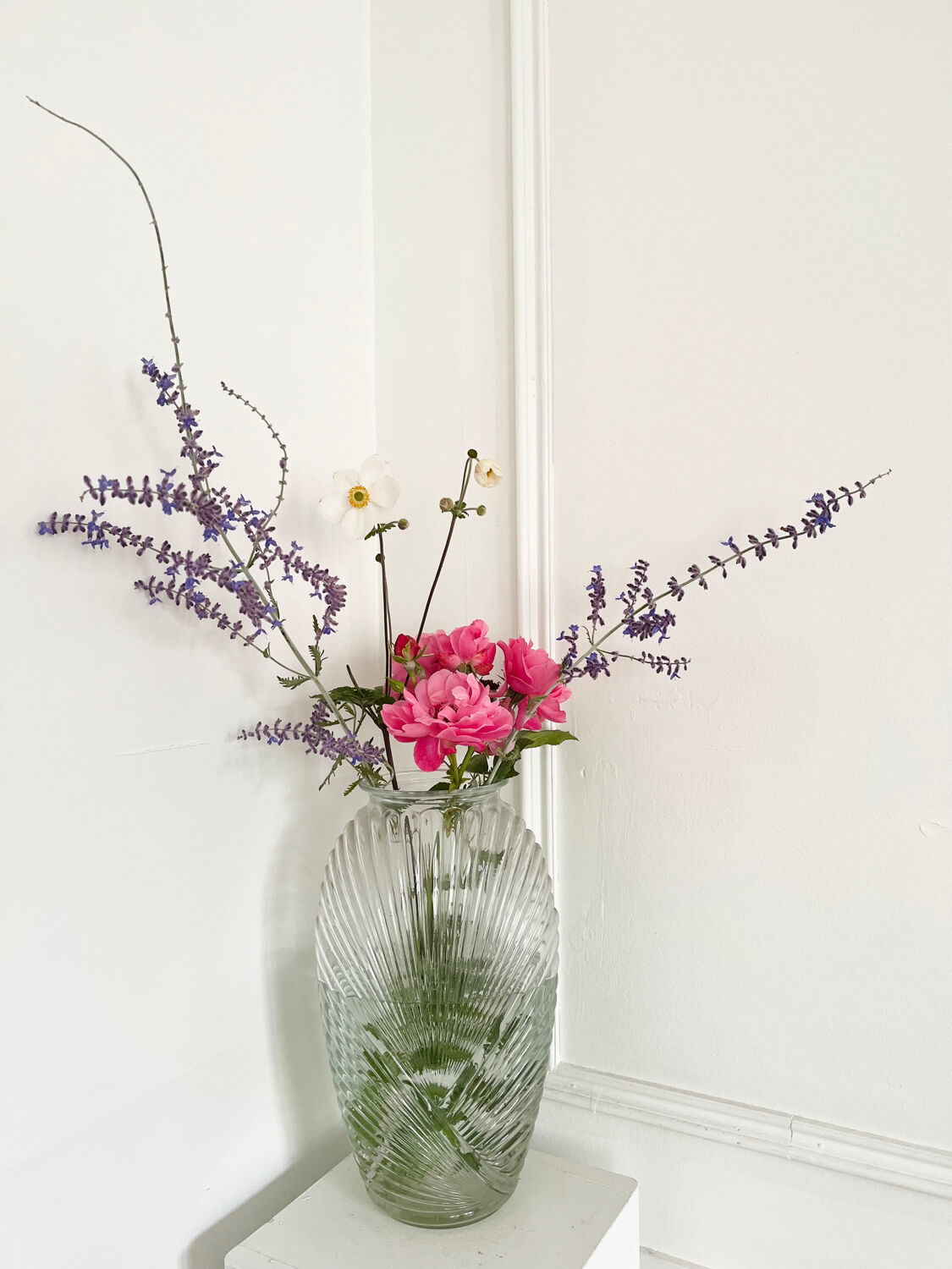 Vintage draped glass vase