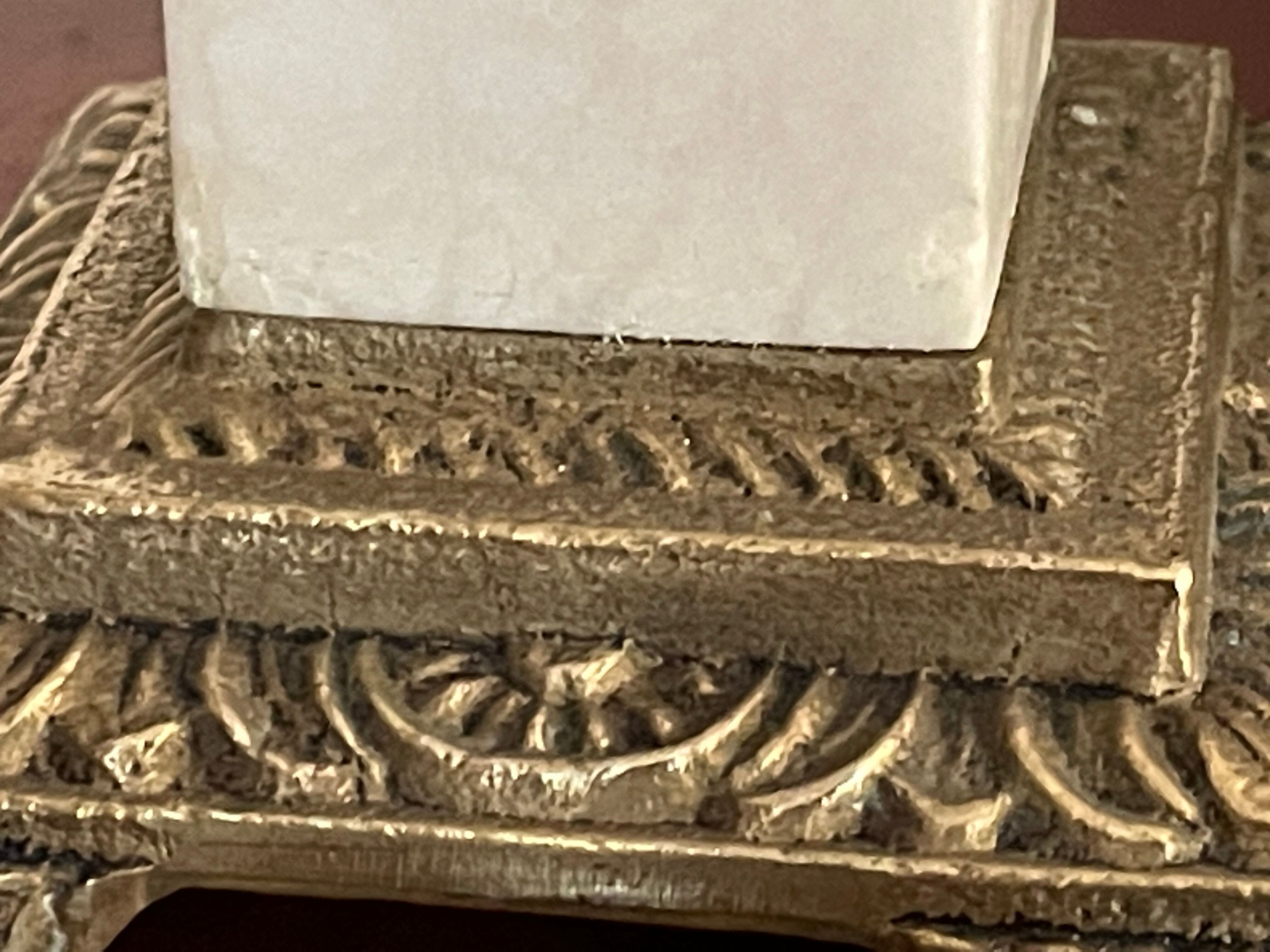 Paire de pieds de lampe marbre et laiton