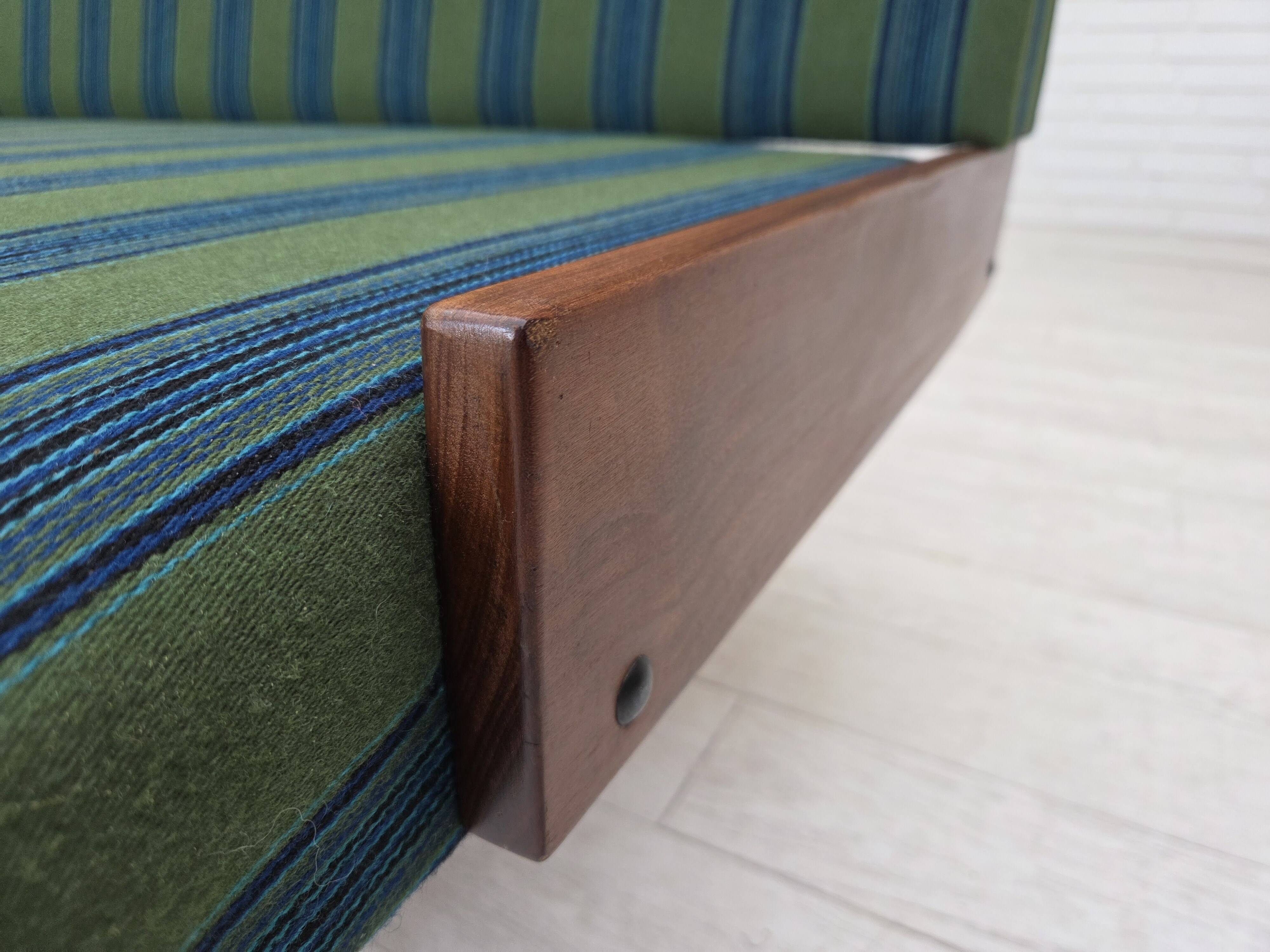 1970s, Danish daybed, furniture wool, solid teak wood, original condition.