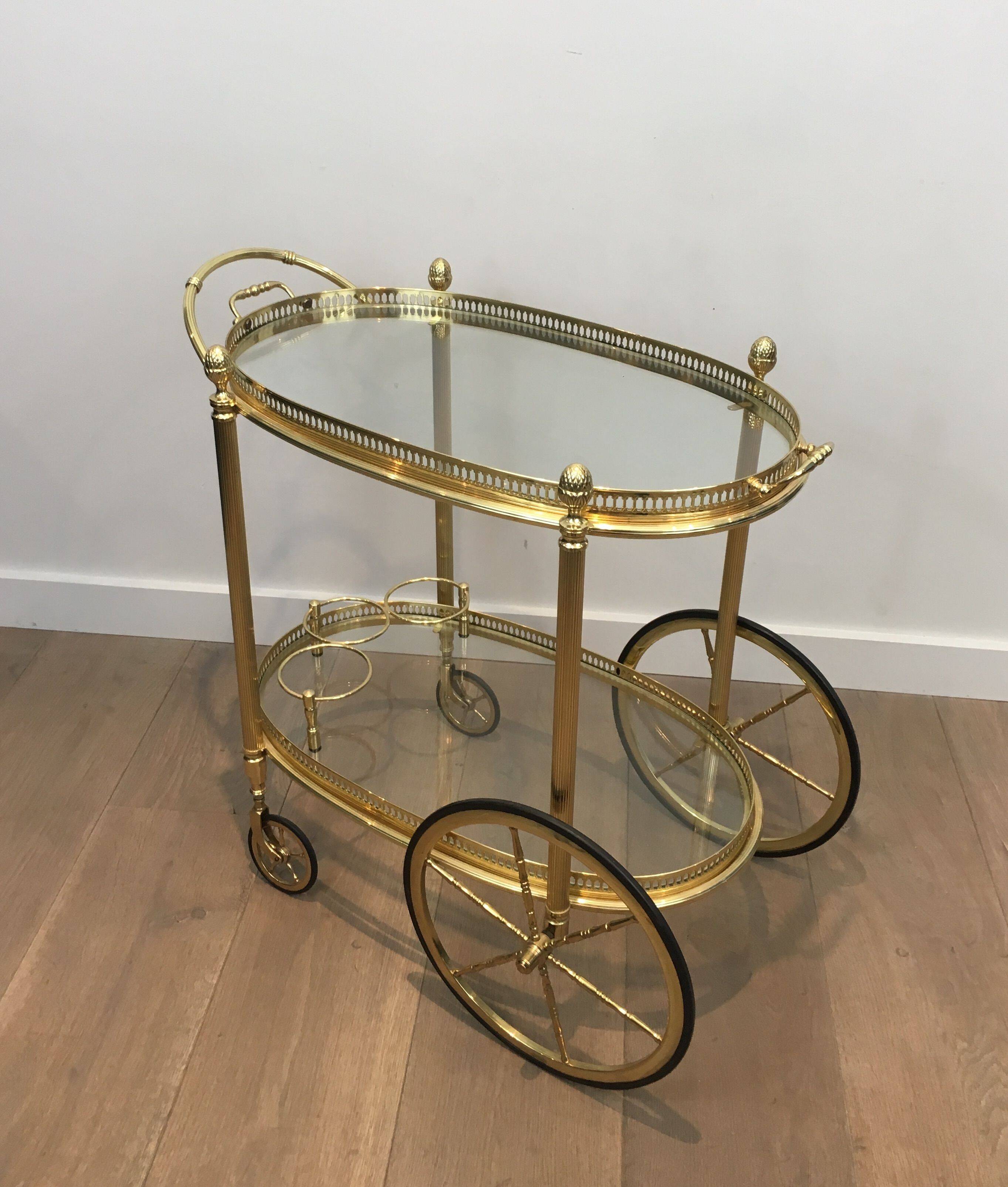 Oval Brass Rolling Table from Maison Baguès