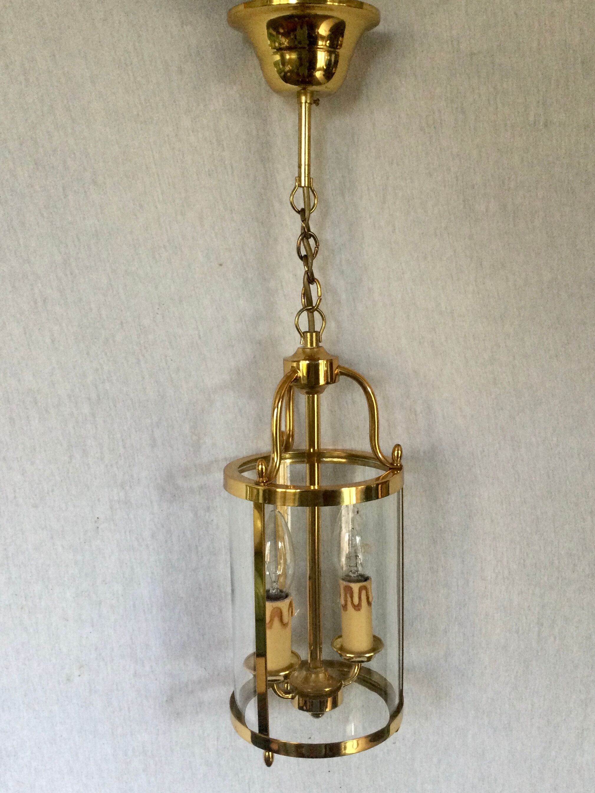 Lantern 2 lights bronze and brass