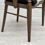 1960s, Danish high-backed armchair, reupholstered, furniture cowhide, oak.