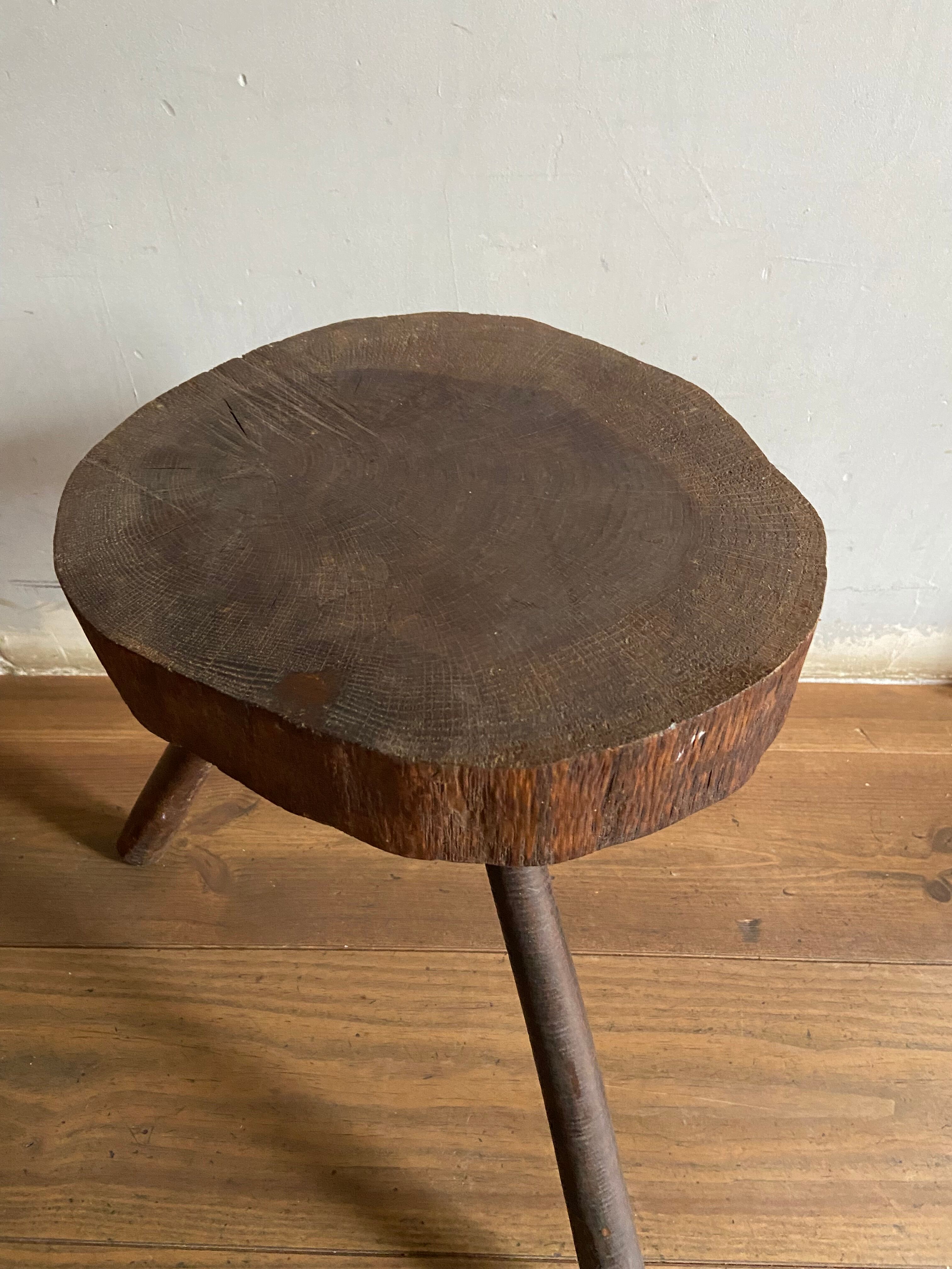 Brutalist stool brown tripod