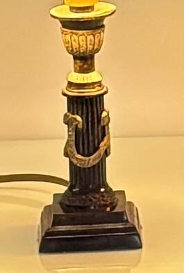 Pair of Empire Style Table Lamps with Patinated Black Bronze and Gilded Mounts