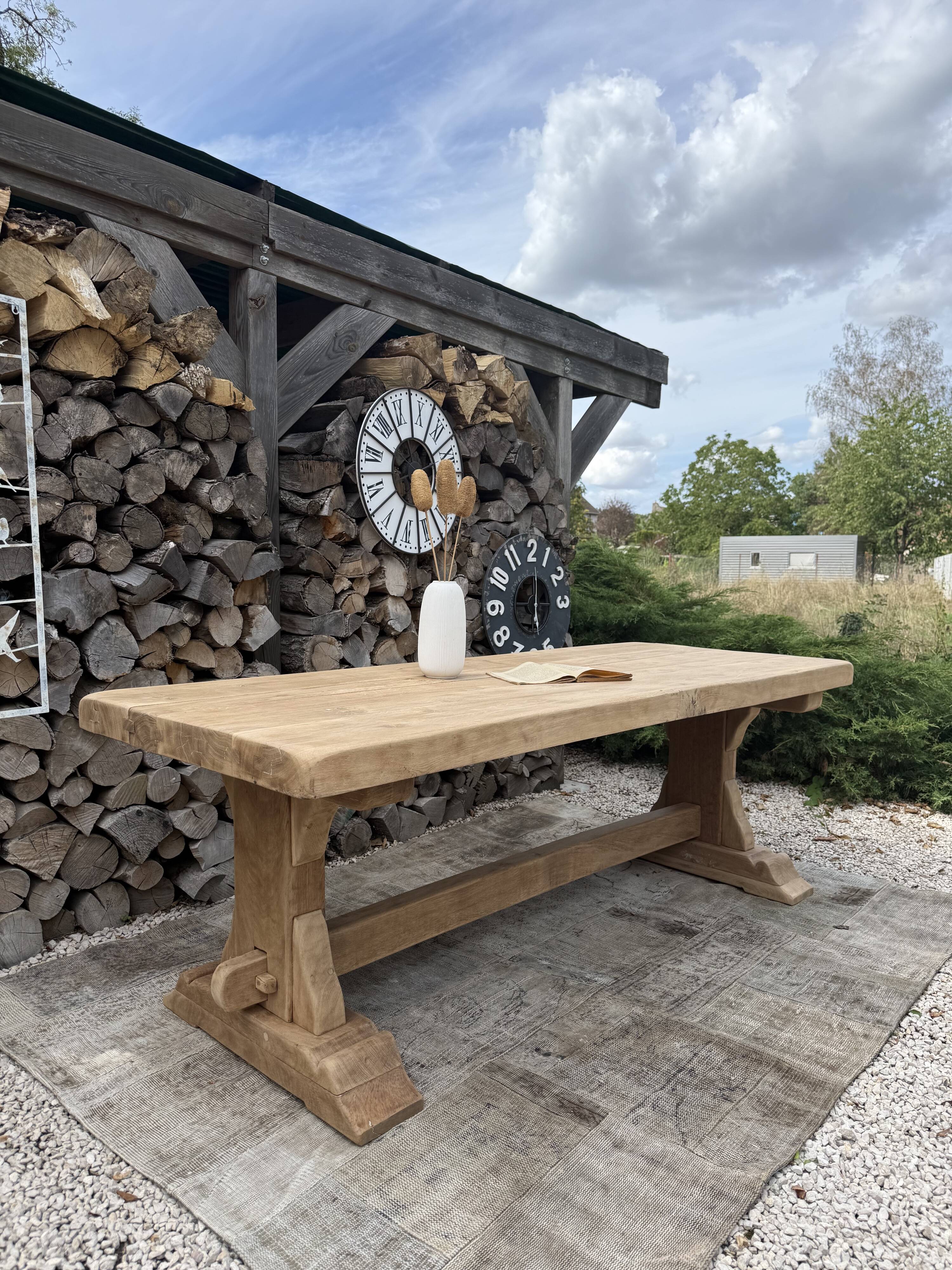Monastery table, solid oak, 220cm.