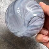 antique mustard pot in blown glass and silver-plated metal EPNS late 19th century