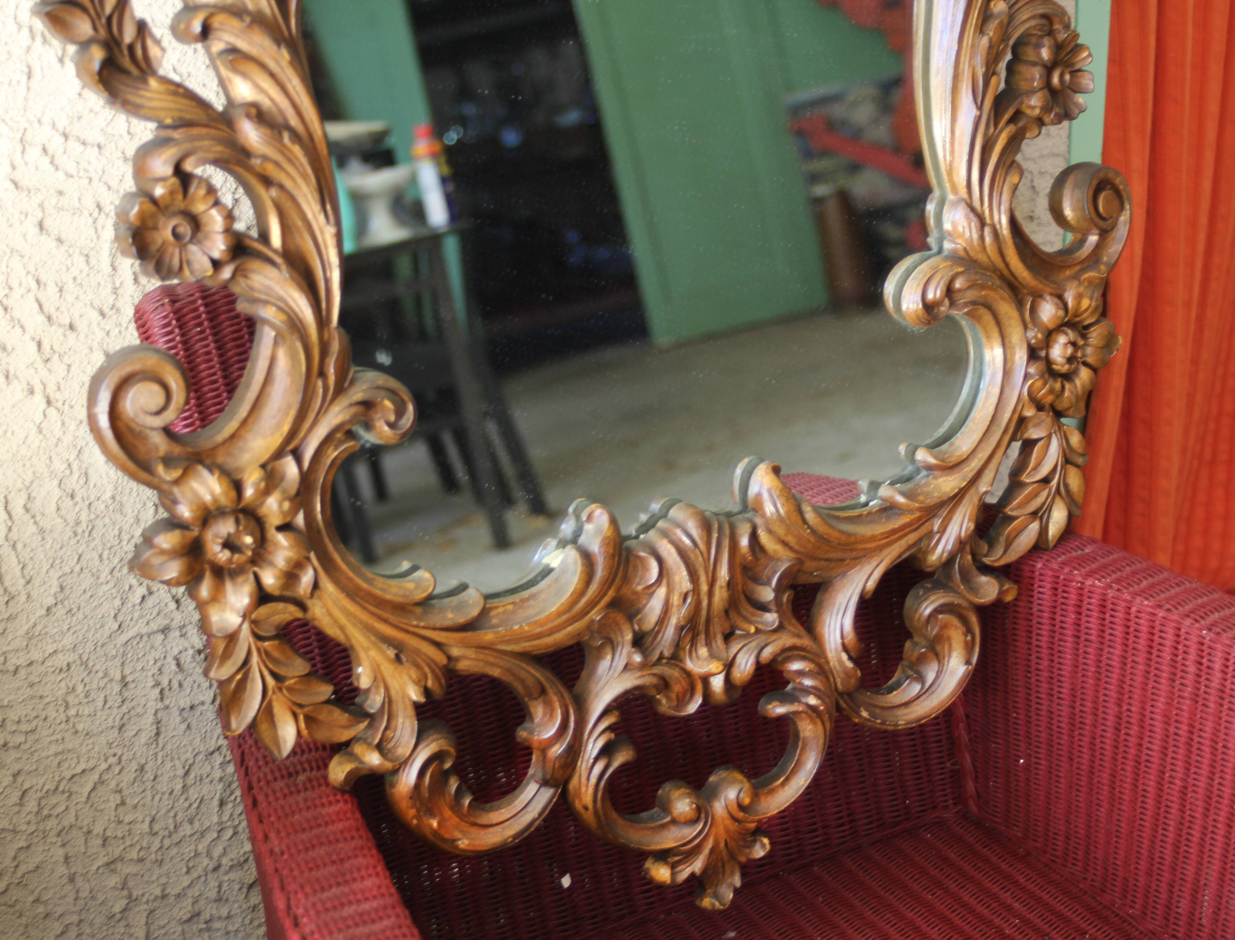 Large Syroco mirror, made in the USA, 1960s