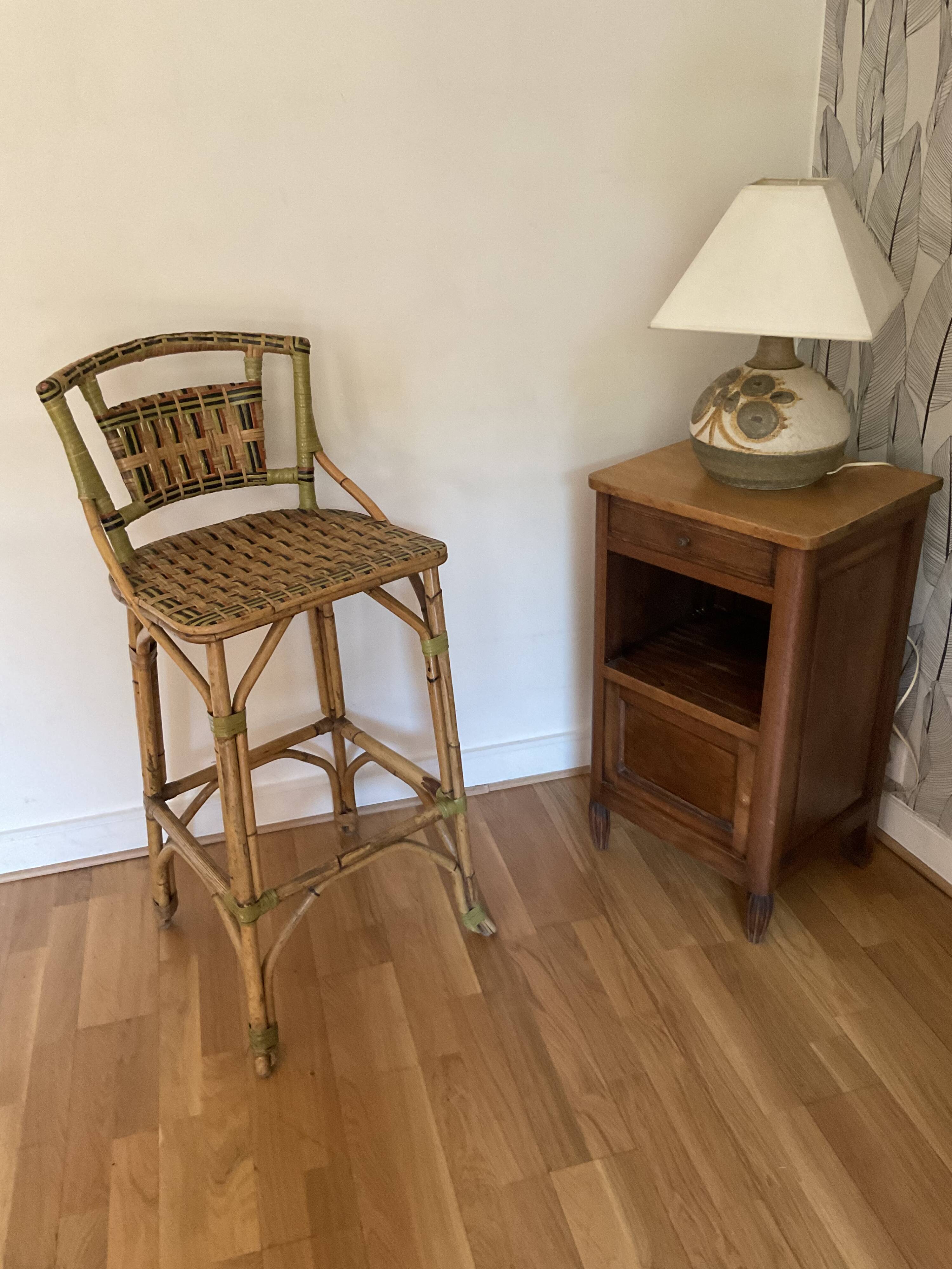 Rattan and bamboo stool