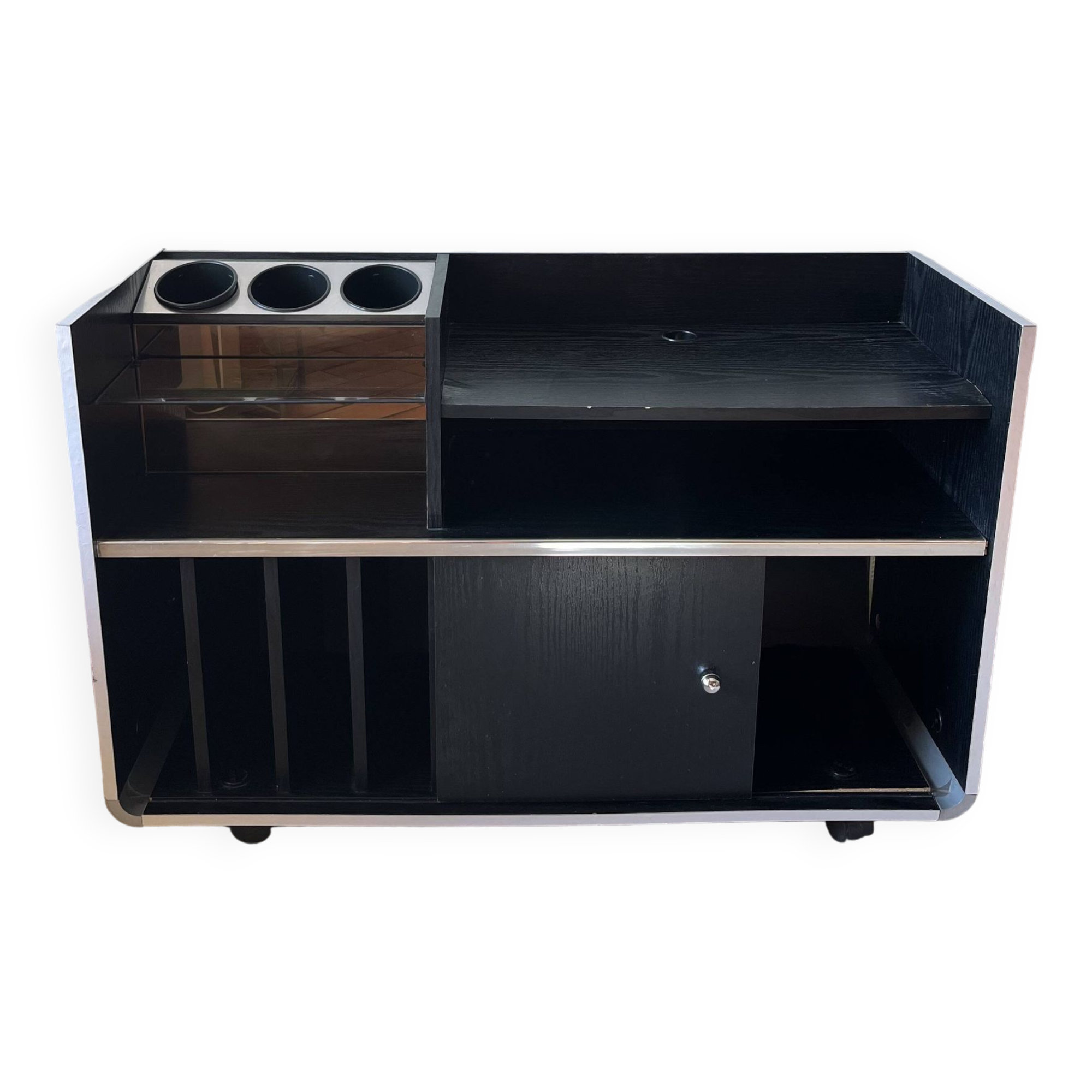 Meuble rangements vinyle et bar vintage