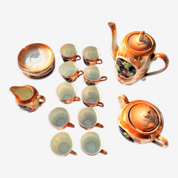 Service à café complet avec 10 tasses art déco en porcelaine de czechoslovakia