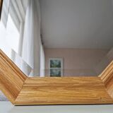 Light oak wooden mirror from the 1980s