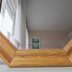 Light oak wooden mirror from the 1980s
