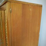 Armoire chêne et rotin tressé 60's