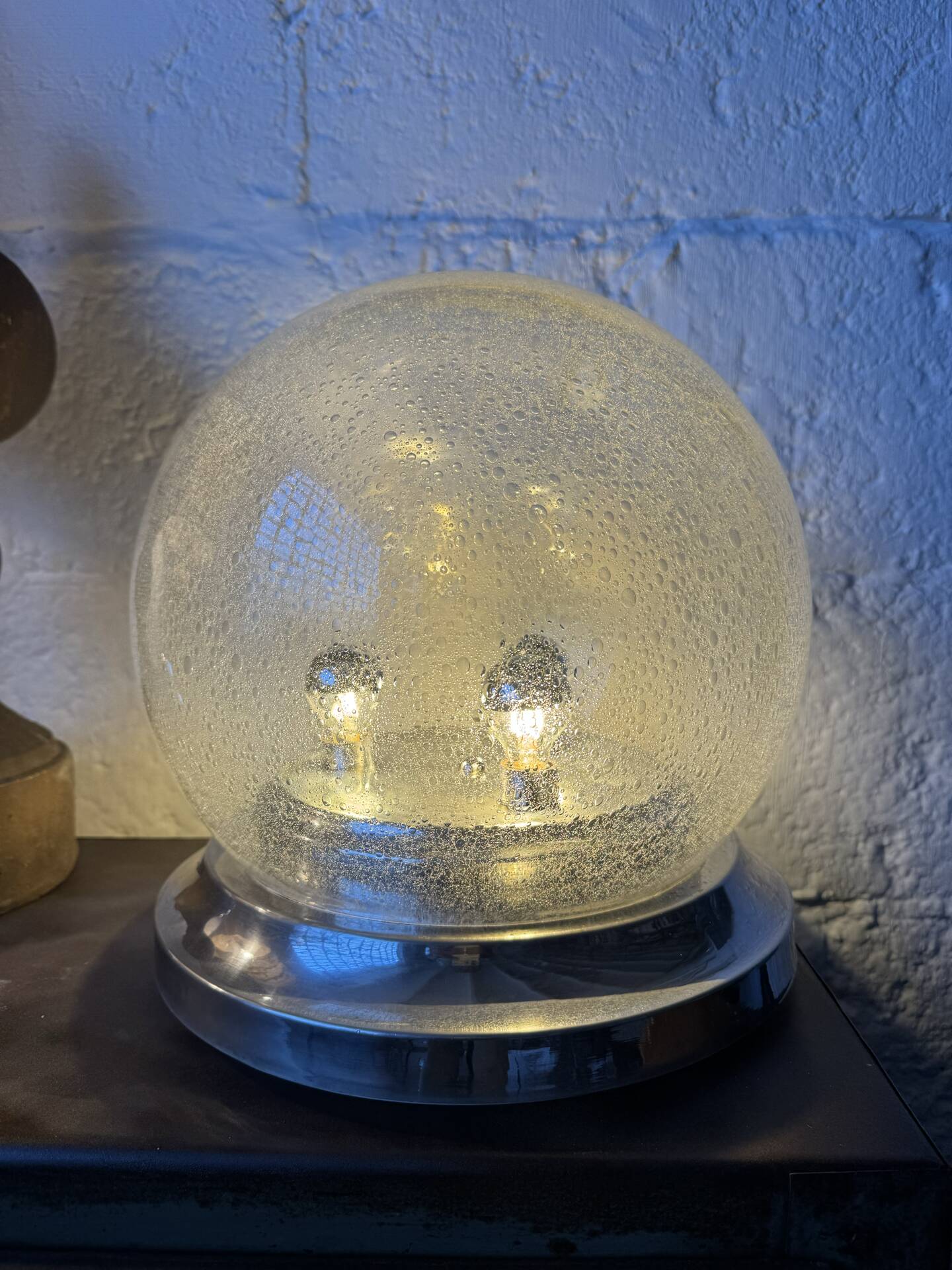 Lampe de table verre bullé Space Age années 70