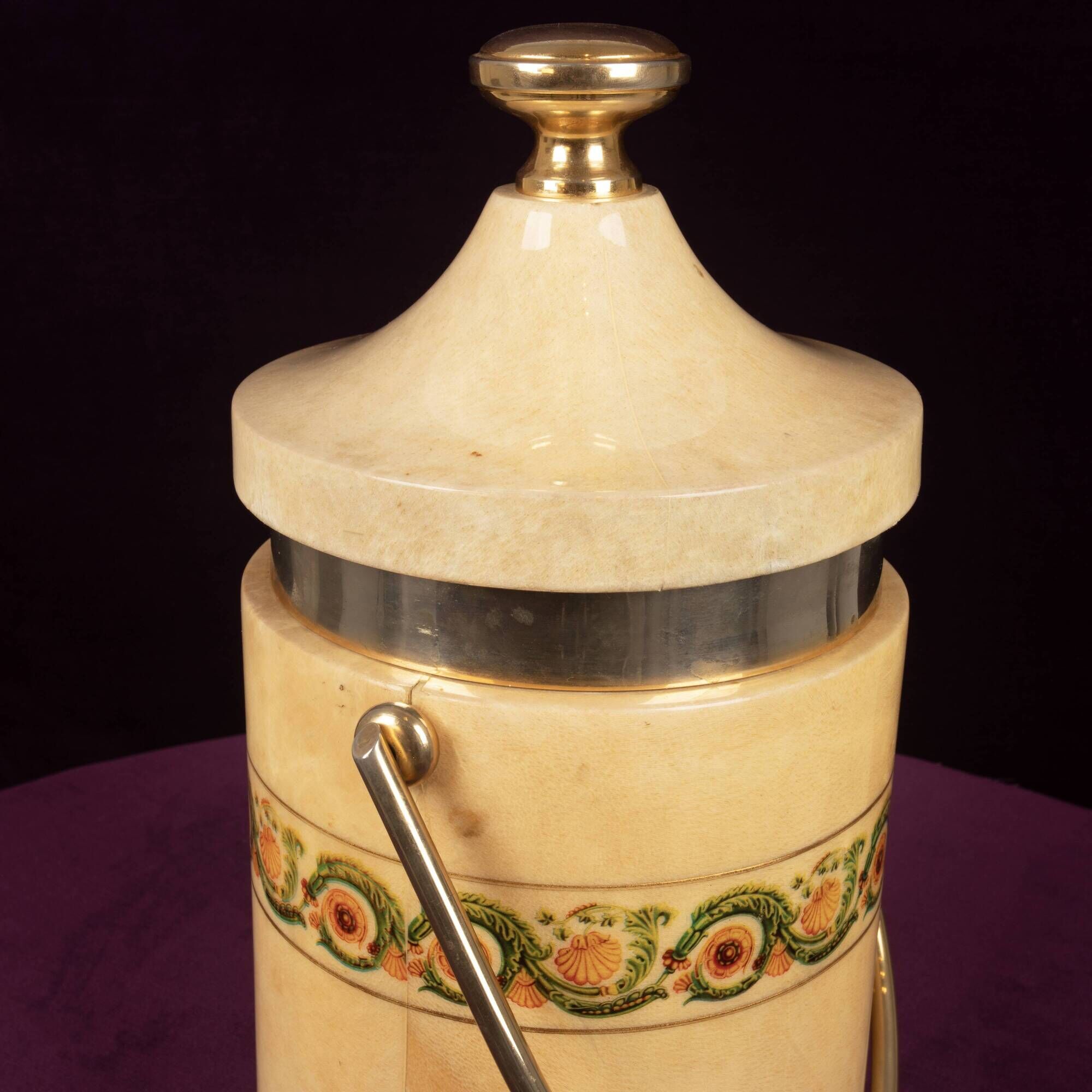 Aldo Tura Mod. 1225D Goatskin Parchment Ice Bucket / Thermos Italy 1970
