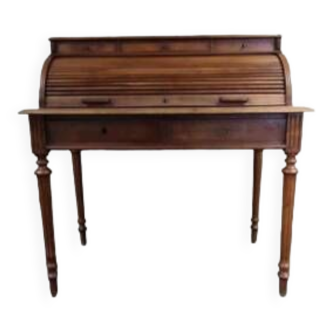 Secretary desk with shutter in walnut wood, 5 drawers
