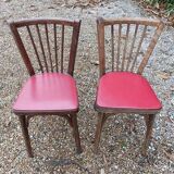 Chaises bistrot baumann bois et simili cuir rouge