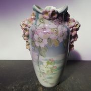 Vase K&G Luneville céramique décor fleurs vintage