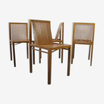 Set of 4 modernist vintage oak and ash lounge chairs by Ruud Jan Kokke