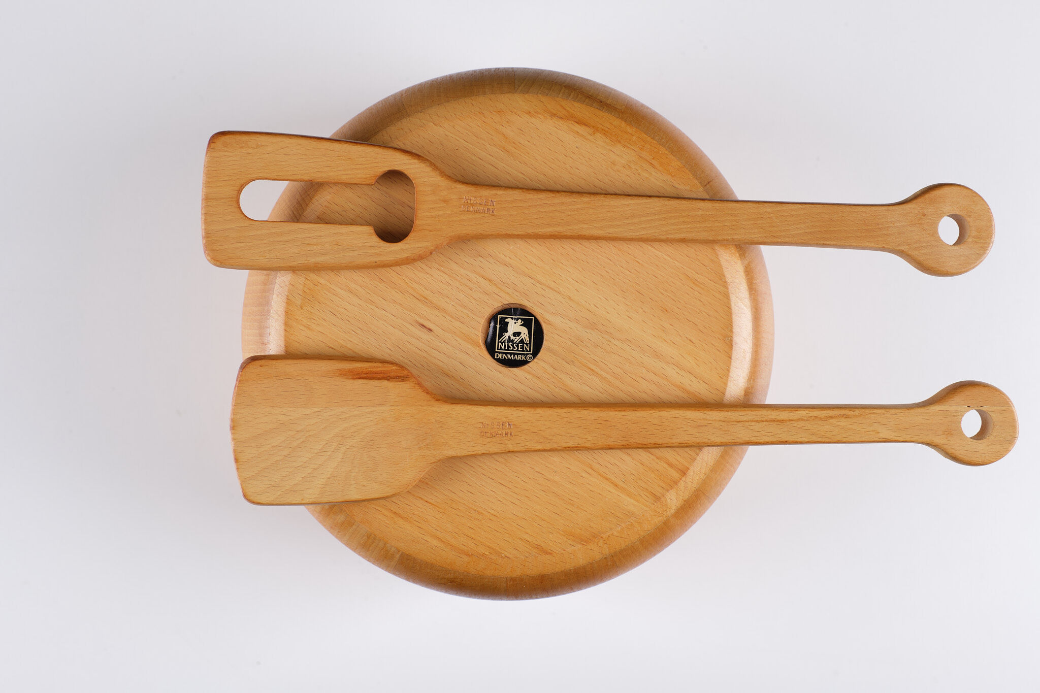 Richard Nissen solid teak salad bowl set, 1960s, Denmark