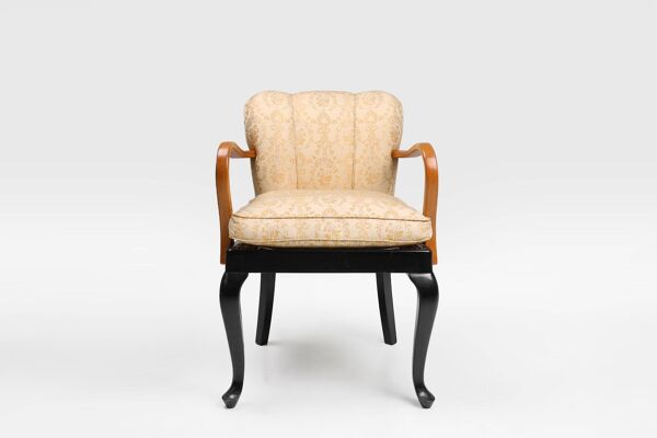 Chaise latérale Art Déco en hêtre, France vers 1940