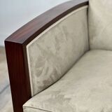 Pair of Art Deco armchairs in rosewood and suede.