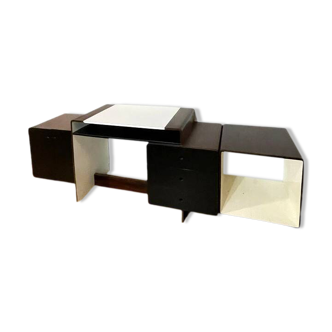 Space Age vintage desk from the 1970s in wood and black.