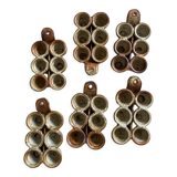 Set of 6 egg dishes in ancient pyrite stoneware