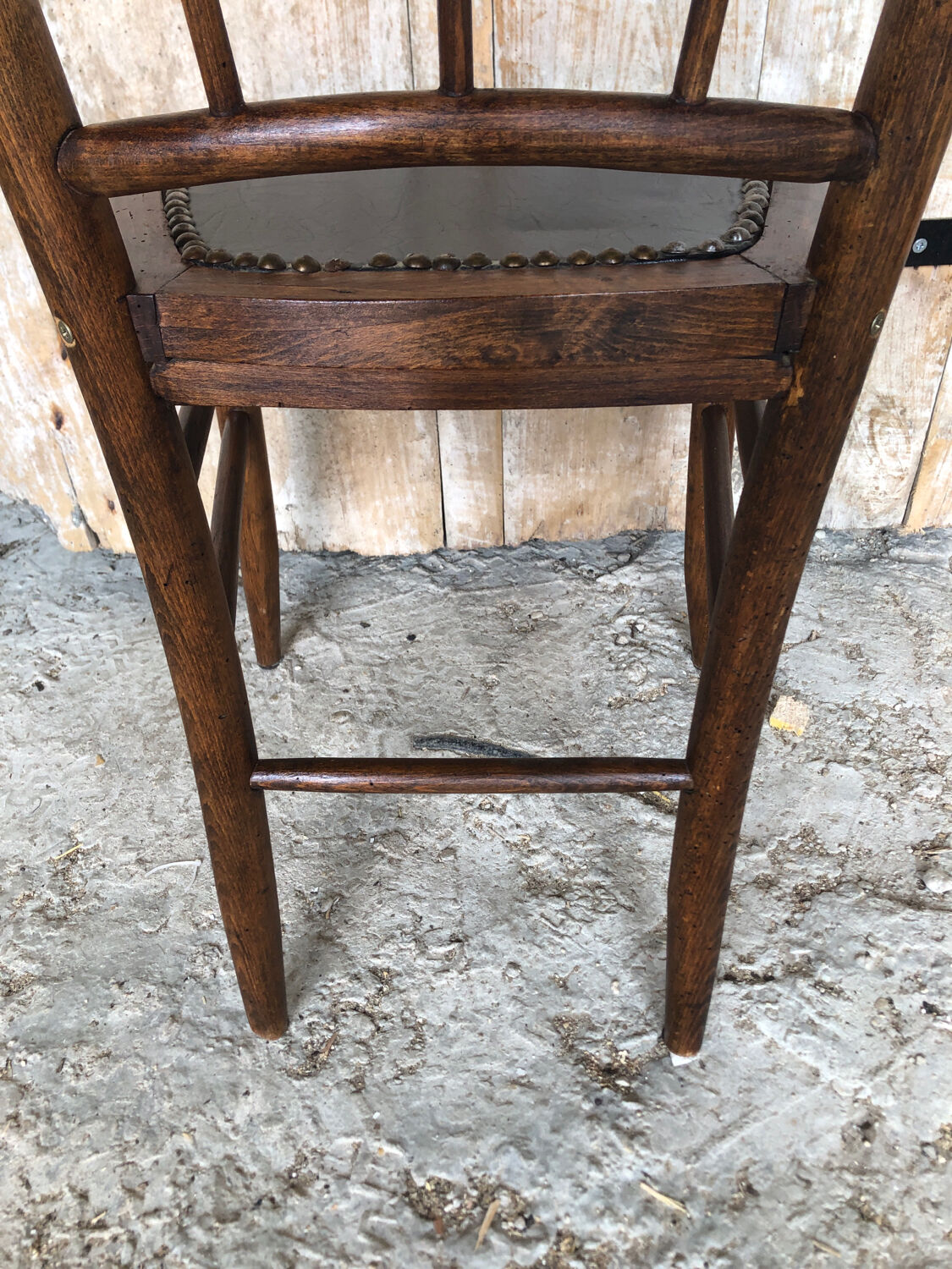 Bistrot chair turned wood & seat skai black vintage