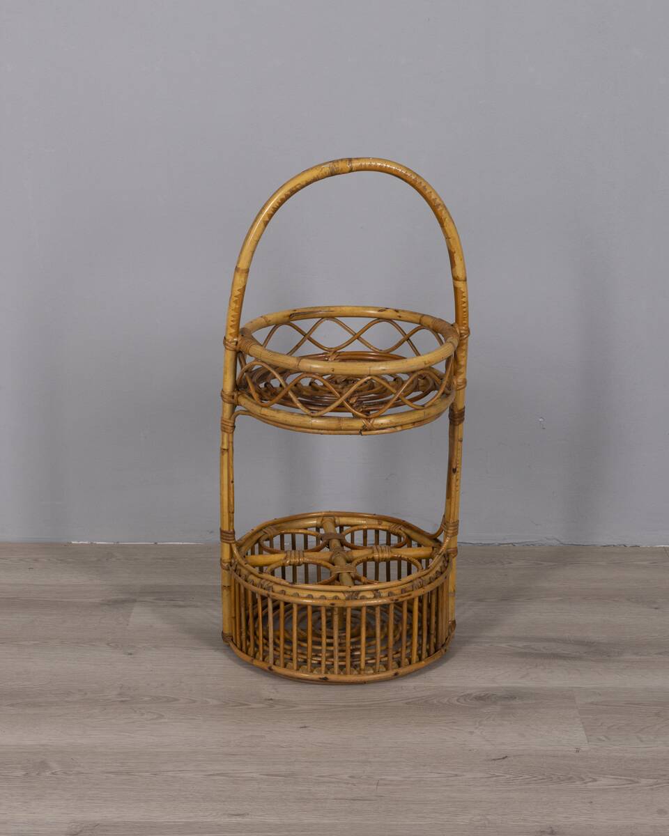 Vintage Italian Bamboo Bar Basket, 1960s
