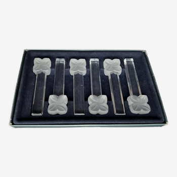Set of six crystal knife holders